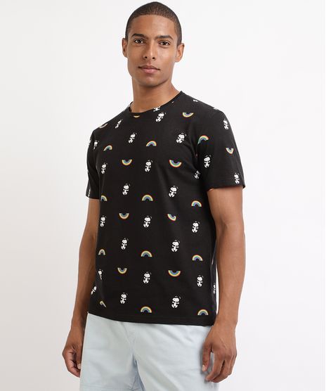 Camiseta-Masculina-Pride-Snoopy-Estampada-com-Arco-Iris-Manga-Curta-Gola-Careca-Preta-9955552-Preto_1