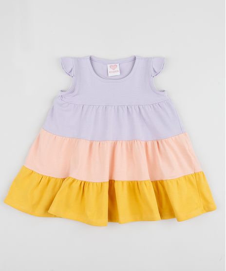 Vestido-Infantil-com-Recortes-Manga-Curta-Multicor-9961634-Multicor_1