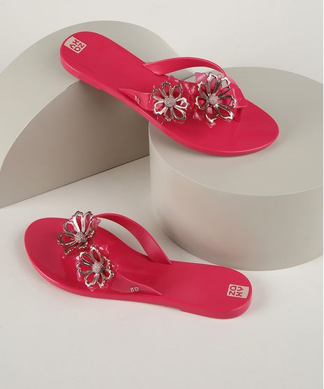 Rasteirinha-Feminina-Zaxy-Sunshine-com-Flor-Rosa-9960485-Rosa_1