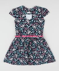 Vestido-infantil-Estampado-Floral-Manga-Curta-com-Cinto-Azul-Marinho-9953032-Azul_Marinho_2
