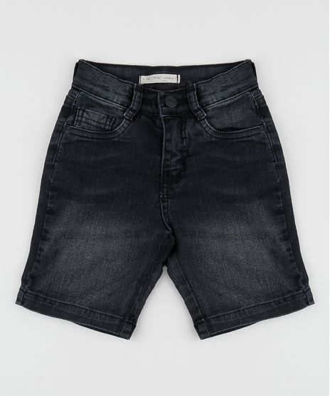 Bermuda-Jeans-Infantil-Reta-com-Barra-Dobrada-Estampada-Preto-9953879-Preto_1