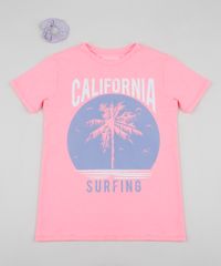 Camiseta-Infantil-Alongada--California--Manga-Curta---Elastico-de-Cabelo-Scrunchie--Pink-9954248-Pink_1