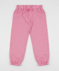Calca-de-Moletom-Infantil-Jogger-Estampado-Quadriculado-com-Bolsos-Rosa-9955579-Rosa_1