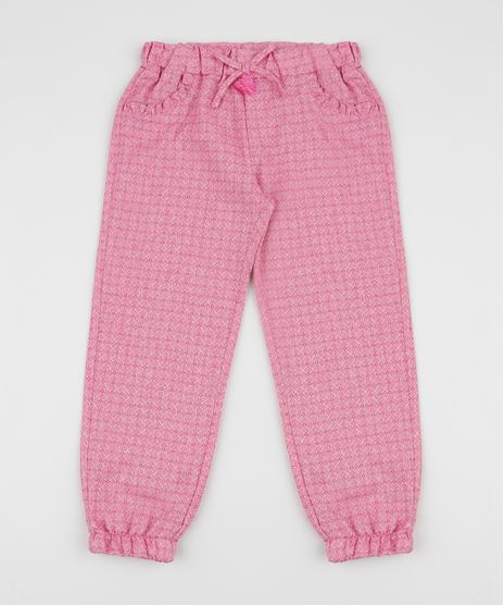 Calca-de-Moletom-Infantil-Jogger-Estampado-Quadriculado-com-Bolsos-Rosa-9955579-Rosa_1