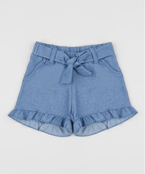 Short-Jeans-Infantil-com-Babados-e-Faixa-para-Amarrar-Azul-Medio-9956977-Azul_Medio_1