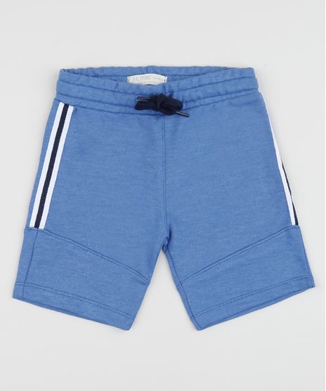 Bermuda-de-Moletom-Infantil-com-Recortes-e-Listras-nas-Laterais-Azul-9957278-Azul_1