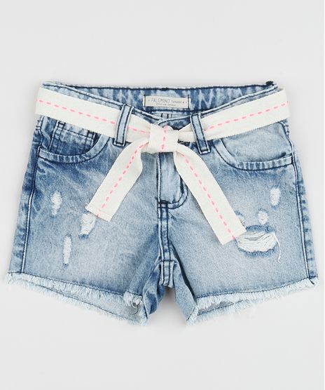 Short-Jeans-Infantil-Destroyed-com-Barra-Desfiada-e-Faixa-para-Amarrar-Animal-Print-de-Onca-Azul-Claro-9957874-Azul_Claro_1