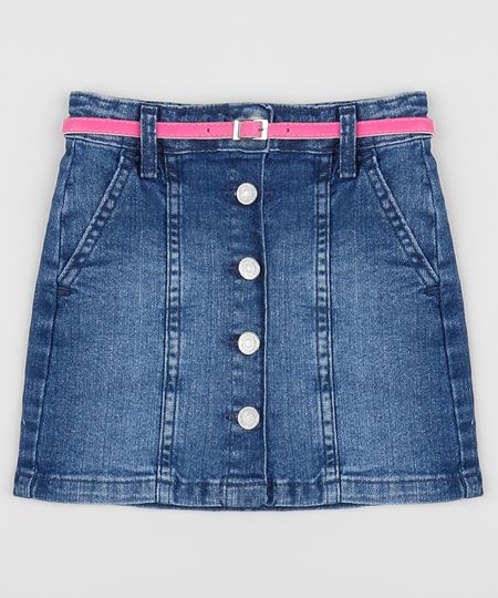 Saia-Jeans-Infantil-Curta-com-Botoes---Cinto-Azul-Escuro-9958811-Azul_Escuro_1