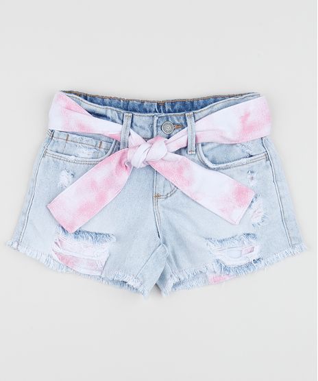 Short-Jeans-Infantil-Destroyed-com-Barra-Desfiada-e-Faixa-para-Amarrar-Azul-Claro-9959517-Azul_Claro_1