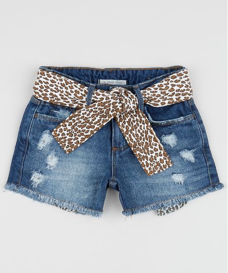 Short-Jeans-Infantil-Destroyed-com-Barra-Desfiada-e-Faixa-para-Amarrar-Animal-Print-de-Onca-Azul-Medio-9959518-Azul_Medio_1