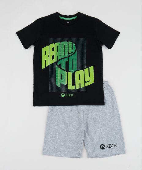 Pijama-Infantil-XBOX-Manga-Curta-Preto-9960297-Preto_1