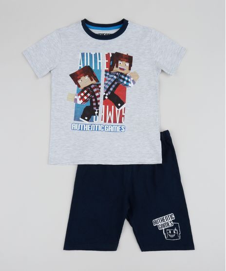 Pijama-Infantil-Authentic-Games-Manga-Curta-Cinza-Mescla-9960299-Cinza_Mescla_1