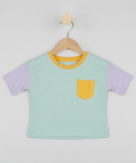 Blusa-Infantil-com-Cores-Contrastantes-e-Bolso-Manga-Curta-Verde-Claro-9961374-Verde_Claro_1