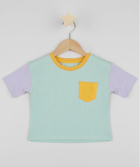Blusa-Infantil-com-Cores-Contrastantes-e-Bolso-Manga-Curta-Verde-Claro-9961374-Verde_Claro_1