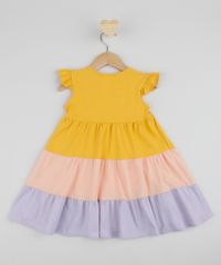Vestido-Infantil-com-Recorte-e-Manga-Curta-com-Babados-Amarelo-9961513-Amarelo_3