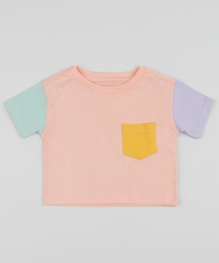 Blusa-Infantil-com-Cores-Contrastantes-e-Bolso-Manga-Curta-Rosa-9961633-Rosa_1