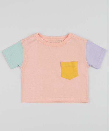 Blusa-Infantil-com-Cores-Contrastantes-e-Bolso-Manga-Curta-Rosa-9961633-Rosa_1
