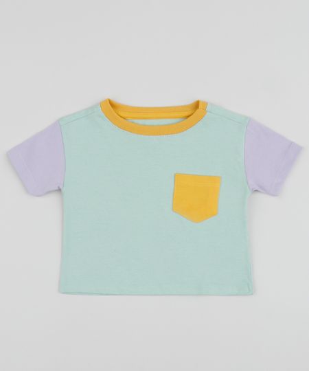 Blusa-Infantil-com-Cores-Contrastantes-e-Bolso-Manga-Curta-Verde-Claro-9961633-Verde_Claro_1