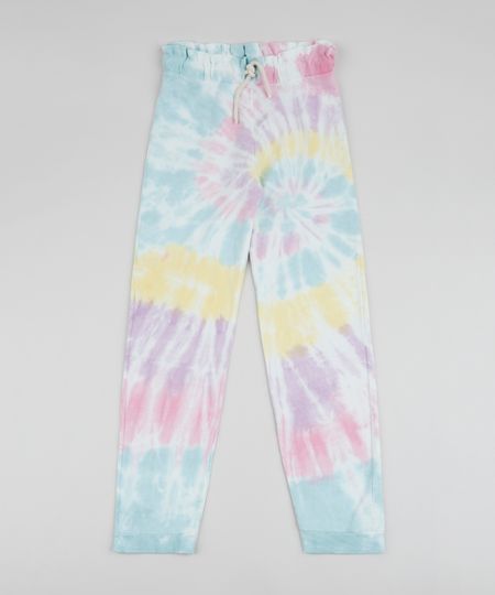 Calca-de-Moletom-Juvenil-Jogger-Estampado-Tie-Dye-com-Bolsos-Amarela-9963312-Amarelo_1