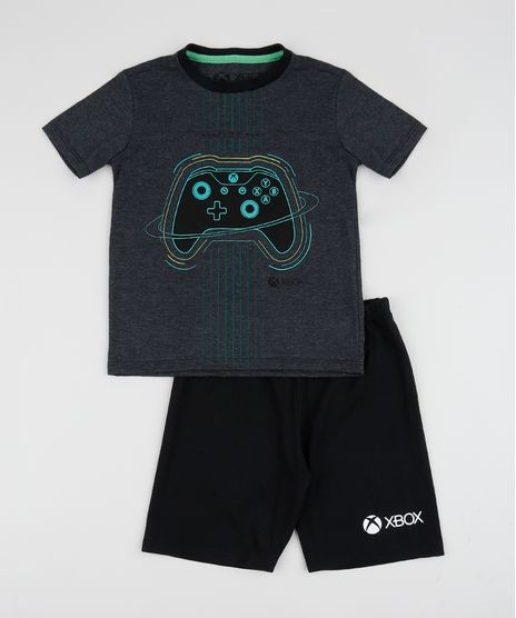Pijama-Infantil-XBOX-Manga-Curta-Cinza-Mescla-Escuro-9960296-Cinza_Mescla_Escuro_1