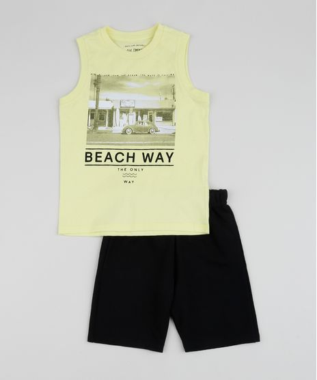 Conjunto-Infantil-de-Regata-Amarelo---Bermuda-em-Moletom-Preto-9966276-Preto_1