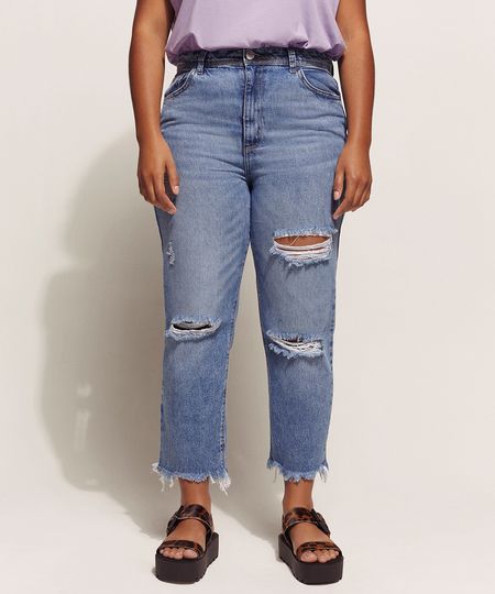Calca-Jeans-Feminina-Mom-Cintura-Super-Alta-Cropped-Destroyed-Azul-Medio-9960205-Azul_Medio_1