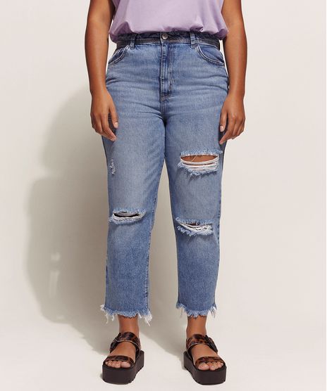 Calca-Jeans-Feminina-Mom-Cintura-Super-Alta-Cropped-Destroyed-Azul-Medio-9960205-Azul_Medio_1