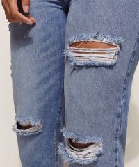 Calca-Jeans-Feminina-Mom-Cintura-Super-Alta-Cropped-Destroyed-Azul-Medio-9960205-Azul_Medio_5