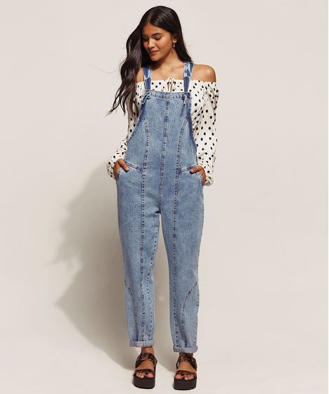 macacão jeans cea