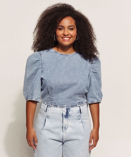 Blusa-Jeans-Feminina-Cropped-Marmorizada-Manga-Bufante-Decote-Redondo-Azul-Claro-9961022-Azul_Claro_1 Blusa-Jeans-Feminina-Cropped-Marmorizada-Manga-Bufante-Decote-Redondo-Azul-Claro-9961022-Azul_Claro_1