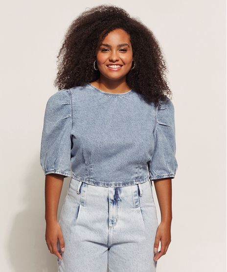Blusa-Jeans-Feminina-Cropped-Marmorizada-Manga-Bufante-Decote-Redondo-Azul-Claro-9961022-Azul_Claro_1