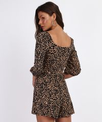 Macaquinho-Feminino-Estampado-Animal-Print-Onca-com-Franzido-Manga-3-4-Marrom-9957494-Marrom_2