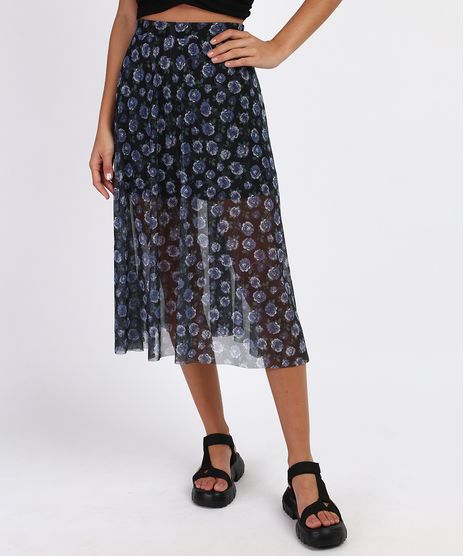 Saia-de-Tule-Feminina-Midi-Estampada-Floral--Preta-9951838-Preto_1