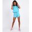 Kit-de-Blusa-Feminina-com-Bolso-Manga-Curta-Decote-Redondo---Short-de-Moletom-Azul-9962581-Azul_1
