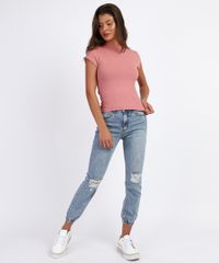 Blusa-Feminina-Canelada-com-Frufru-Manga-Curta-Gola-Alta-Rosa-2-9943282-Rosa_2_3