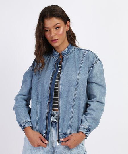 Jaqueta-Jeans-Feminina-Bomber-com-Ziper-Azul-Claro-9961387-Azul_Claro_1