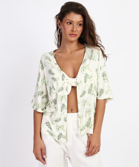 Kimono-Feminino-Estampado-de-Poa-e-Folhagens-Manga-Curta-Branco-9960973-Branco_1