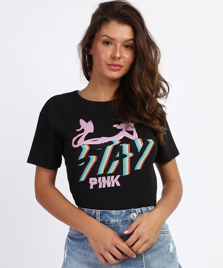 Blusa-Feminina-Pantera-Cor-de-Rosa-Manga-Curta-Decote-Redondo-Preta-9964401-Preto_1
