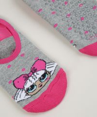 Meia-Sapatilha-Infantil-Lol-Surprise-Estampada-Poa-Antiderrapante-Cinza-Mescla-9957343-Cinza_Mescla_2