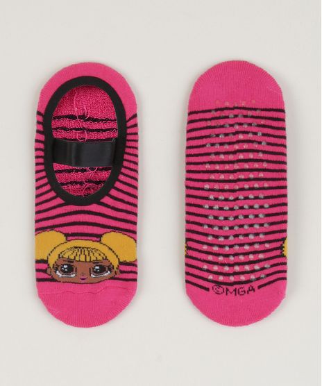 Meia-Sapatilha-Infantil-Lol-Surprise-Estampada-Listrada-Antiderrapante-Rosa-9957344-Rosa_1
