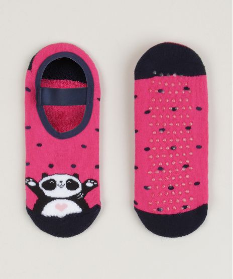 Meia-Sapatilha-Infantil-Panda-Estampada-Poa-Antiderrapante-Rosa-9957342-Rosa_1