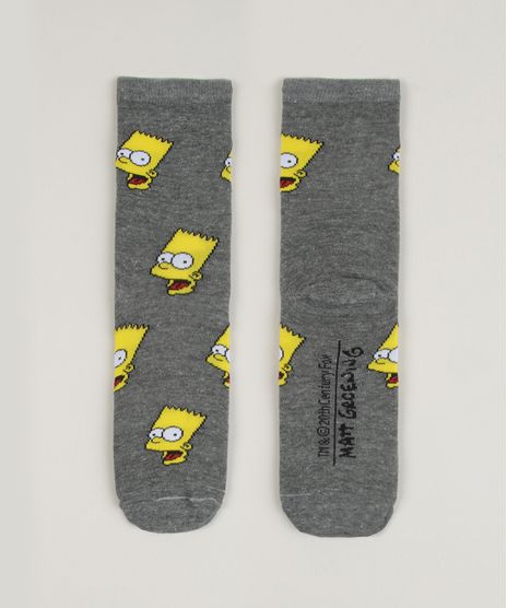 Meia-infantil-Cano-Medio-Bart-Simpson-Cinza-9962621-Cinza_1