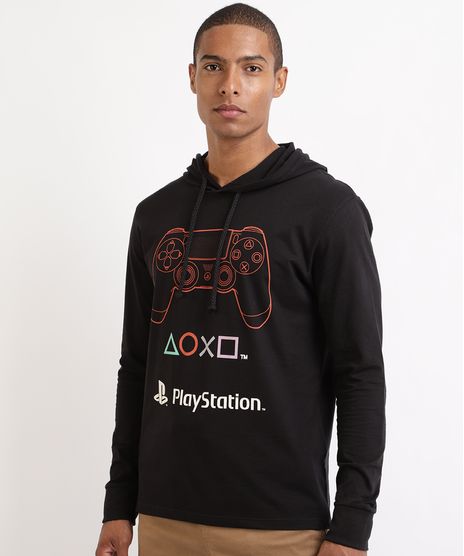 Camiseta-Masculina-Playstation-com-Capuz-Manga-Longa--Preta-9953261-Preto_1