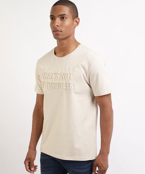 Camiseta-Masculina--That-s-Not-My-Problem--Manga-Curta-Gola-Careca-Bege-9957587-Bege_1
