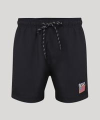 Shorts-Masculino-de-Elastico-com-Logo--NASA--Preto-9945963-Preto_5