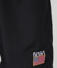 Shorts-Masculino-de-Elastico-com-Logo--NASA--Preto-9945963-Preto_6