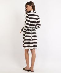 Vestido-Chemise-Saida-de-Praia-Feminina-Estampada-Listrada-Manga-7-8-Preto-9950932-Preto_2