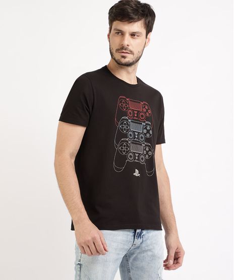 Camiseta-Masculina-Playstation-Manga-Curta-Gola-Careca-Preto-9955587-Preto_1