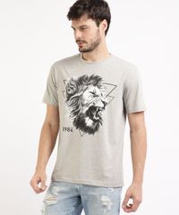 Camiseta-Masculina-Leao-Manga-Curta-e-Gola-Careca-Cinza-Mescla-Claro-9963295-Cinza_Mescla_Claro_1