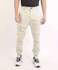 Calca-Masculina-Vira-Bermuda-de-Sarja-Jogger-com-Bolsos-Bege-9965120-Bege_1